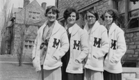 Four members of the women's 'M' Club, ca. 1928